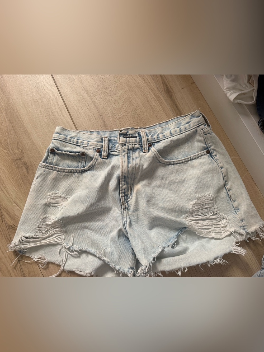 Abercrombie & Fitch Light Blue Distressed Denim Jean Shorts